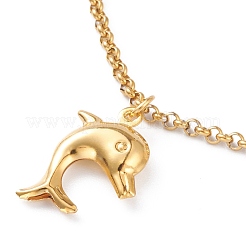 Ocean Theme PVD Vacuum Plating 304 Stainless Steel Charm Anklets&nbsp;AJEW-AN00359