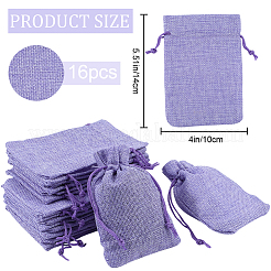 Polyester Imitation Burlap Packing Pouches Drawstring Bags&nbsp;ABAG-BBC0001-02B-03