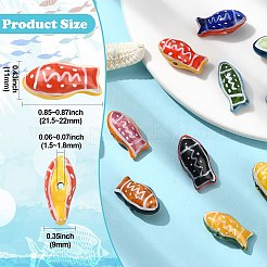 10Pcs 10 Colors Handmade Printed Porcelain Beads&nbsp;PORC-CJ0001-22