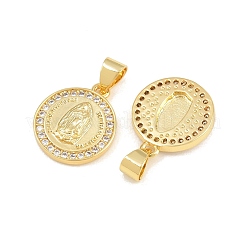 Brass Micro Pave Clear Cubic Zirconia Pendants&nbsp;CU-CBAFB88-02G