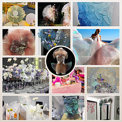 Polyester Mermaids Pleated Fabric&nbsp;DIY-WH0678-74A