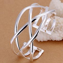 Hollow Criss-Cross Brass Cuff Bangles For Women&nbsp;BJEW-BB12392