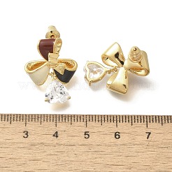Brass Micro Pave Clear Cubic Zirconia Stud Earrings&nbsp;EJEW-A121-15G