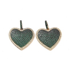 Heart Brass Micro Pave Cubic Zirconia Pendants&nbsp;KK-G435-04G