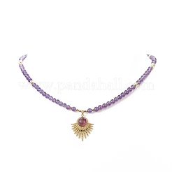 Natural Amethyst Beaded Necklaces&nbsp;NJEW-JN04226-05