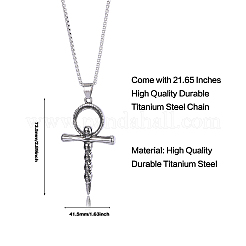Skull Cross Pendant Necklace Vintage Stainless Steel Ankh Necklace Charm Neck Chain Jewelry Gift for Women Men Birthday Easter Thanksgiving Day&nbsp;JN1110A