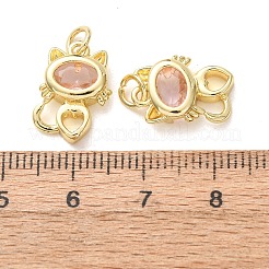 Brass Micro Pave Pink Cubic Zirconia Pendants&nbsp;CU-E003-11G-B