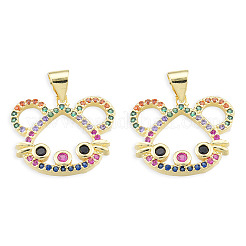 Brass Micro Pave Cubic Zirconia Pendants&nbsp;KK-N227-125