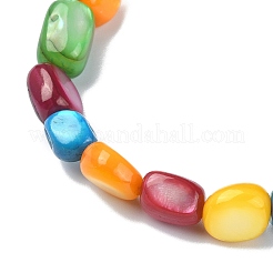 Dyed Natural Shell Nugget Beaded Stretch Bracelet for Women&nbsp;BJEW-JB09383-02