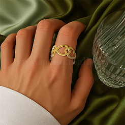 2 Colors 304 Stainless Steel Adjustable Cuff Rings for Women&nbsp;RJEW-HY0001-31C