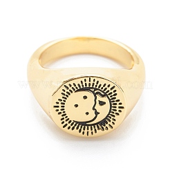 Brass Signet Ring for Women&nbsp;RJEW-E058-01G-06