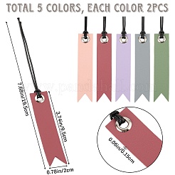 10Pcs 5 Colors Leather Bookmarks&nbsp;AJEW-CP0007-56