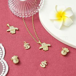 6Pcs 3 Styles Brass Micro Pave Cubic Zirconia Pendants&nbsp;KK-CJ0002-92
