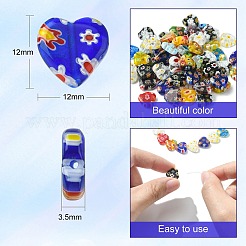 2 Strands Handmade Millefiori Glass Heart Bead Strands&nbsp;LK-CJ0001-01
