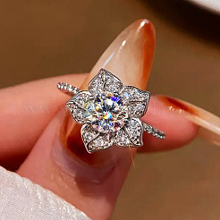 Brass Micro Pave Clear Cubic Zirconia Finger Rings&nbsp;WGB381F-01