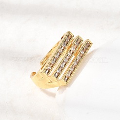 Brass Micro Pave Cubic Zirconia Cuff Rings for Women&nbsp;LS-RJEW-K312-01B-G
