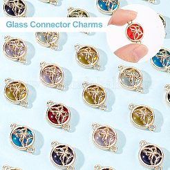 32Pcs 8 Colors Glass Connector Charms&nbsp;GLAA-AR0001-31
