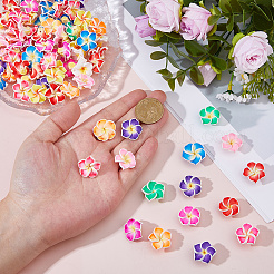 80Pcs Handmade Polymer Clay 3D Flower Plumeria Beads&nbsp;CLAY-DC0001-18B