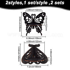2Pcs 2 Styles Butterfly Shape Wood Candle Holder&nbsp;DJEW-DR0001-03