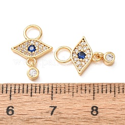 Brass Micro Pave Marine Blue Cubic Zirconia Charms&nbsp;CU-K002-18G