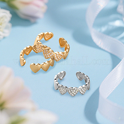 4Pcs 2 Colors Brass Rhinestone Adjustable Open Cuff Rings for Women&nbsp;RJEW-HY0001-03