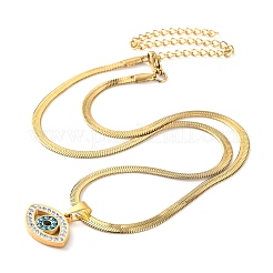 304 Stainless Steel Rhinestone Snake Chain Evil Eye Pendant Necklaces&nbsp;NJEW-K273-02G