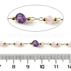 Handmade Natural Amethyst Nuggets Beaded Chains&nbsp;CHC-F020-06G-01