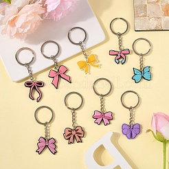 9Pcs 9 Styles PVC Plastic Bowknot Keychains&nbsp;KEYC-YW0001-24