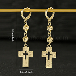 Brass Hollow Cross with Round Hoop Earrings&nbsp;KY5178