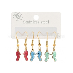 Ocean Series 304 Stainless Steel Enamel Dangle Earrings&nbsp;EJEW-K017-01B-G