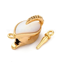 Brass & Black Lip Shell & Epoxy Resin Box Clasps&nbsp;KK-P291-26G-02