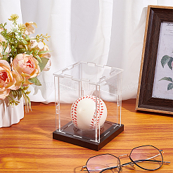 Rectangle Transparent Acrylic Baseball Display Cases with Pine Wood Base&nbsp;ODIS-WH0038-211