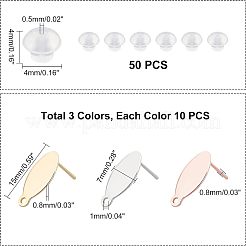 30Pcs 3 Colors 304 Stainless Steel Stud Earring Findings&nbsp;STAS-UN0017-99
