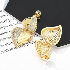 Rack Plating Brass Micro Pave Clear Cubic Zirconia Stud Earrings for Women&nbsp;EJEW-C125-21C-G