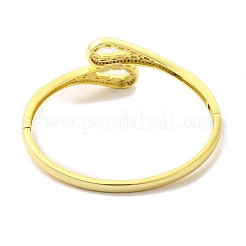 Clear Glass Teardrop Cuff Bangle with Cubic Zirconia&nbsp;BJEW-A136-10G