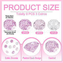 9Pcs 3 Colors Cubic Zirconia Cabochons&nbsp;ZIRC-TA0001-30A