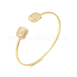 Clear Cubic Zirconia Square Open Cuff Bangle&nbsp;BJEW-G652-06G