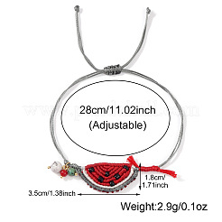 Summer Handmade Woven Watermelon & Glass Bead Charm Bracelets&nbsp;NP8389