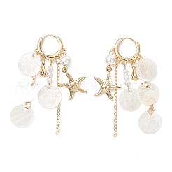 Shell Pearl Hoop Earrings&nbsp;EJEW-TA00789
