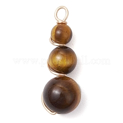 5Pcs 5 Styles Natural Green Aventurine & Tiger Eye & Lapis Lazuli & Carnelian & Amethyst Copper Wire Wrapped Pendants&nbsp;PALLOY-TA00158