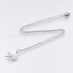 Non-Tarnish 201 Stainless Steel Kitten Pendant Necklaces&nbsp;NJEW-T009-JN126-40-1