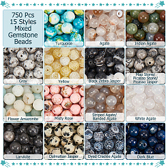 750Pcs 15 Styles Mixed  Gemstone Baeds&nbsp;G-NB0005-42A