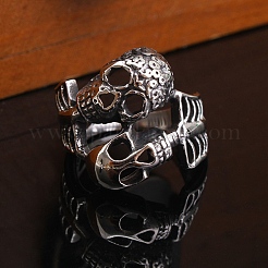 Non-Tarnish Steam Punk Style 316L Surgical Stainless Steel Skull Finger Rings&nbsp;SKUL-PW0005-07F
