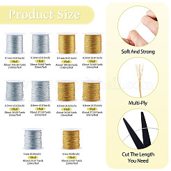 10 Rolls 10 Styles Round PET Metallic Thread&nbsp;MCOR-TA0001-04