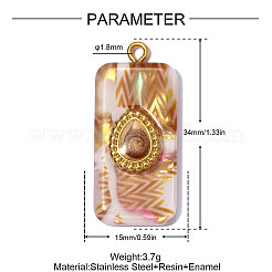 304 Stainless Steel Resin Pendants&nbsp;STAS-OY012-57G
