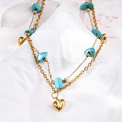 Bohemia Style 304 Stainless Steel Cable Chain Multi-strand Bracelets&nbsp;BJEW-Z088-01B-G