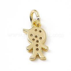 Brass Micro Pave Clear Cubic Zirconia Boy Charms&nbsp;ZIRC-F132-53G