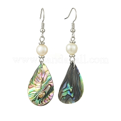 Natural Abalone Shell/Paua Shell Dangle Earrings&nbsp;EJEW-JE07434-02