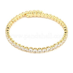Rack Plating Brass Pave Clear Cubic Zirconia Open Cuff Bangles for Women&nbsp;BJEW-U004-02G