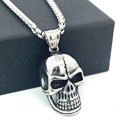 304 Stainless Steel Gothic Skull Pendant Necklaces for Men&nbsp;QF4021